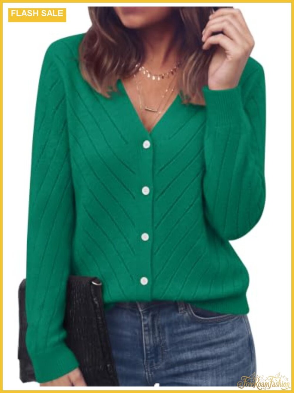 Women's Long Sleeve Cardigan Sweater V-Neck Button Down Lightweight Knit
